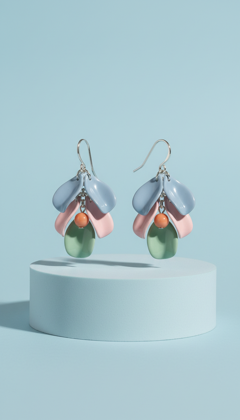Enamel Petal Drop Earrings